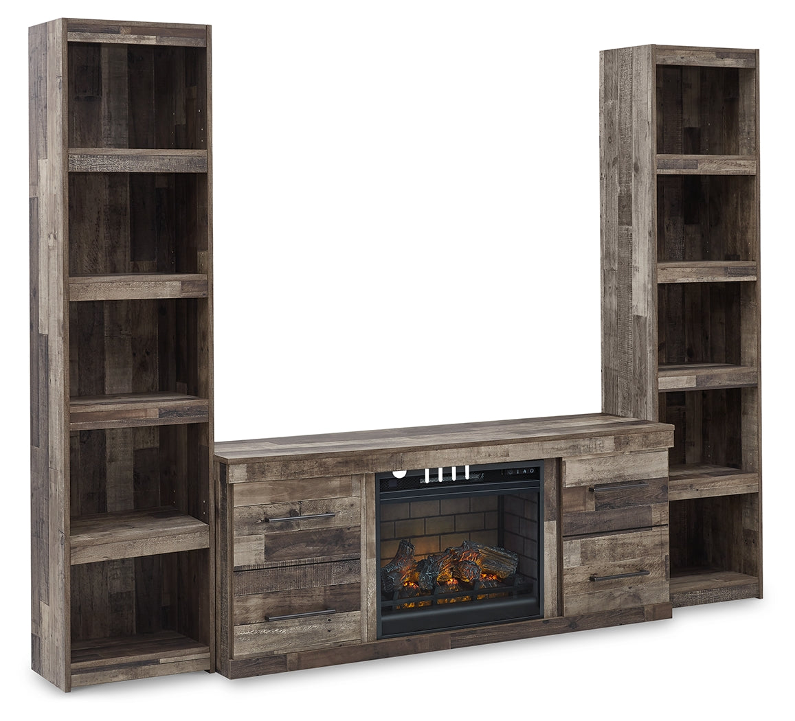 Derekson Multi Gray 3-Piece Entertainment Center with Electric Fireplace