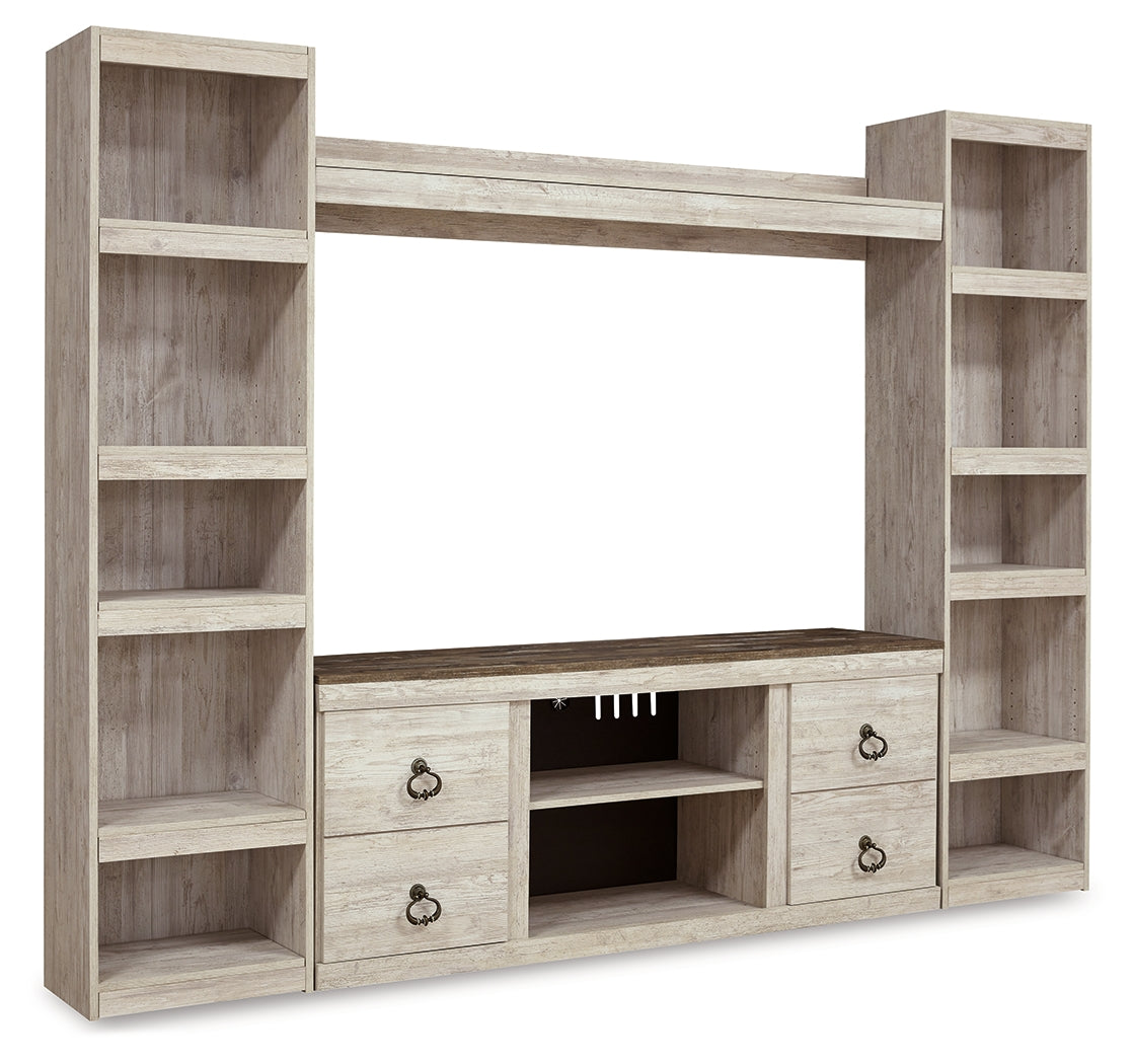 Willowton Whitewash 4-Piece Entertainment Center