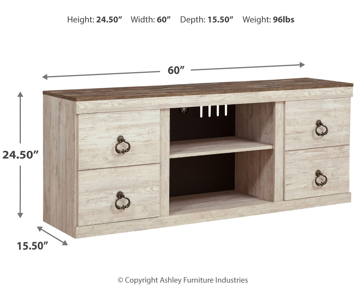 Willowton Whitewash 60" TV Stand