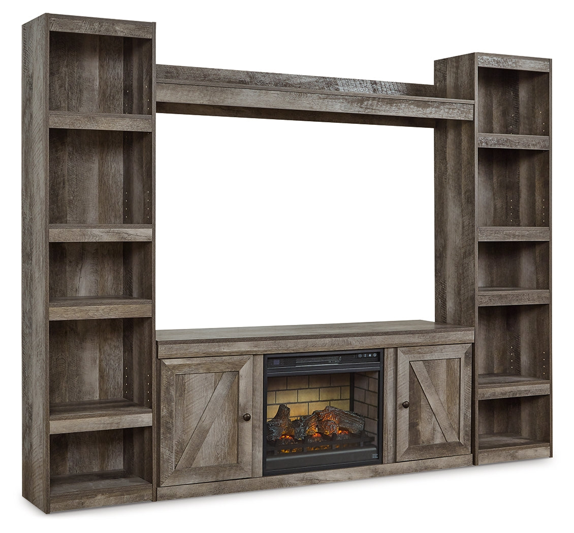 Wynnlow Gray 4-Piece Entertainment Center with Electric Fireplace