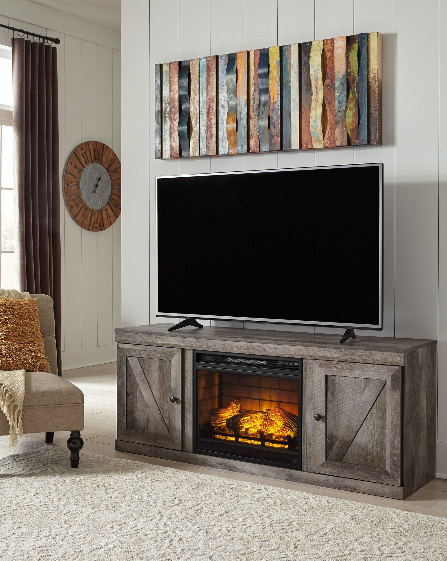 Wynnlow Gray TV Stand with Electric Fireplace
