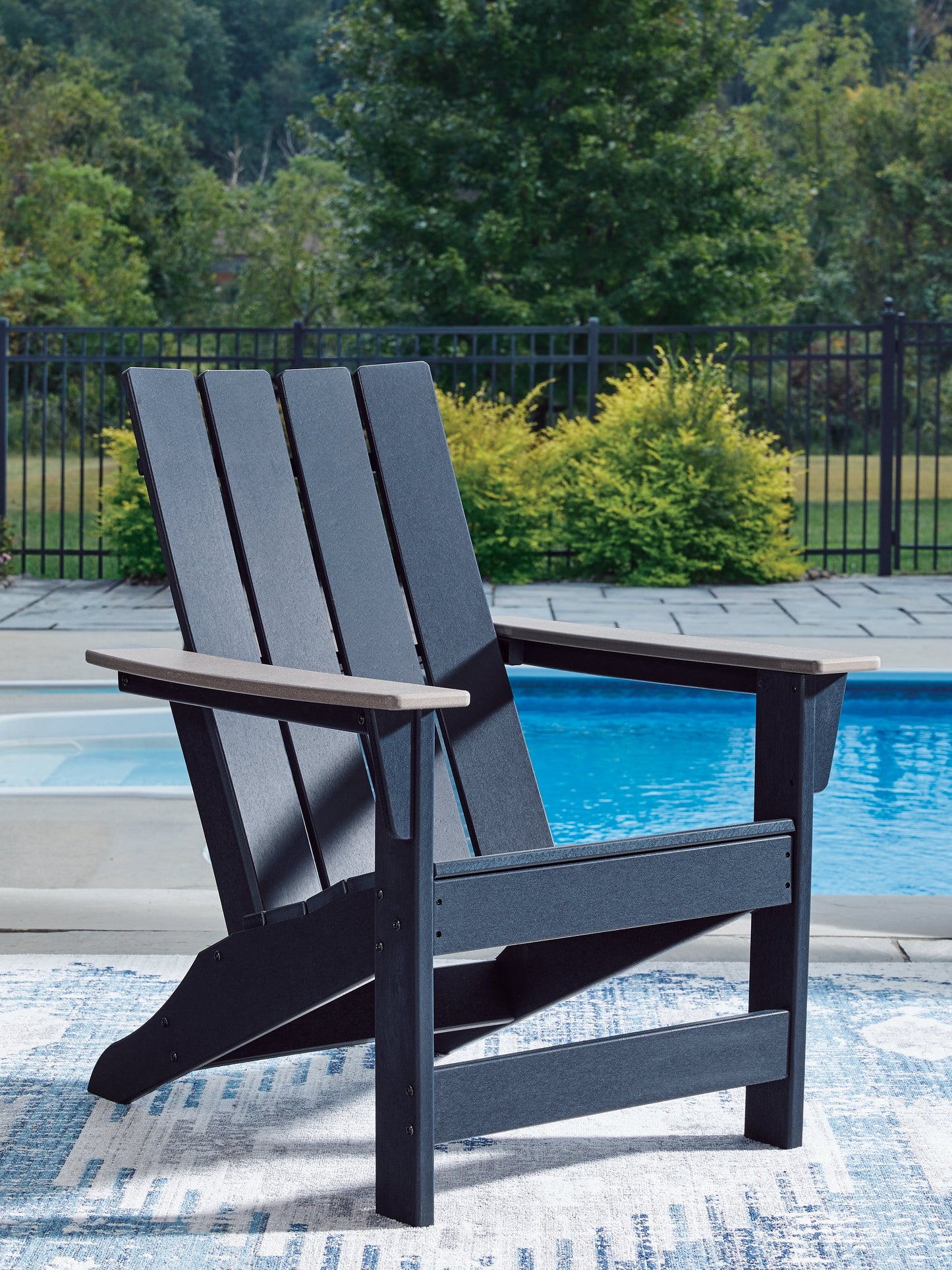 East Beach Navy Blue/Driftwood Adirondack Chair- Viva Furn
