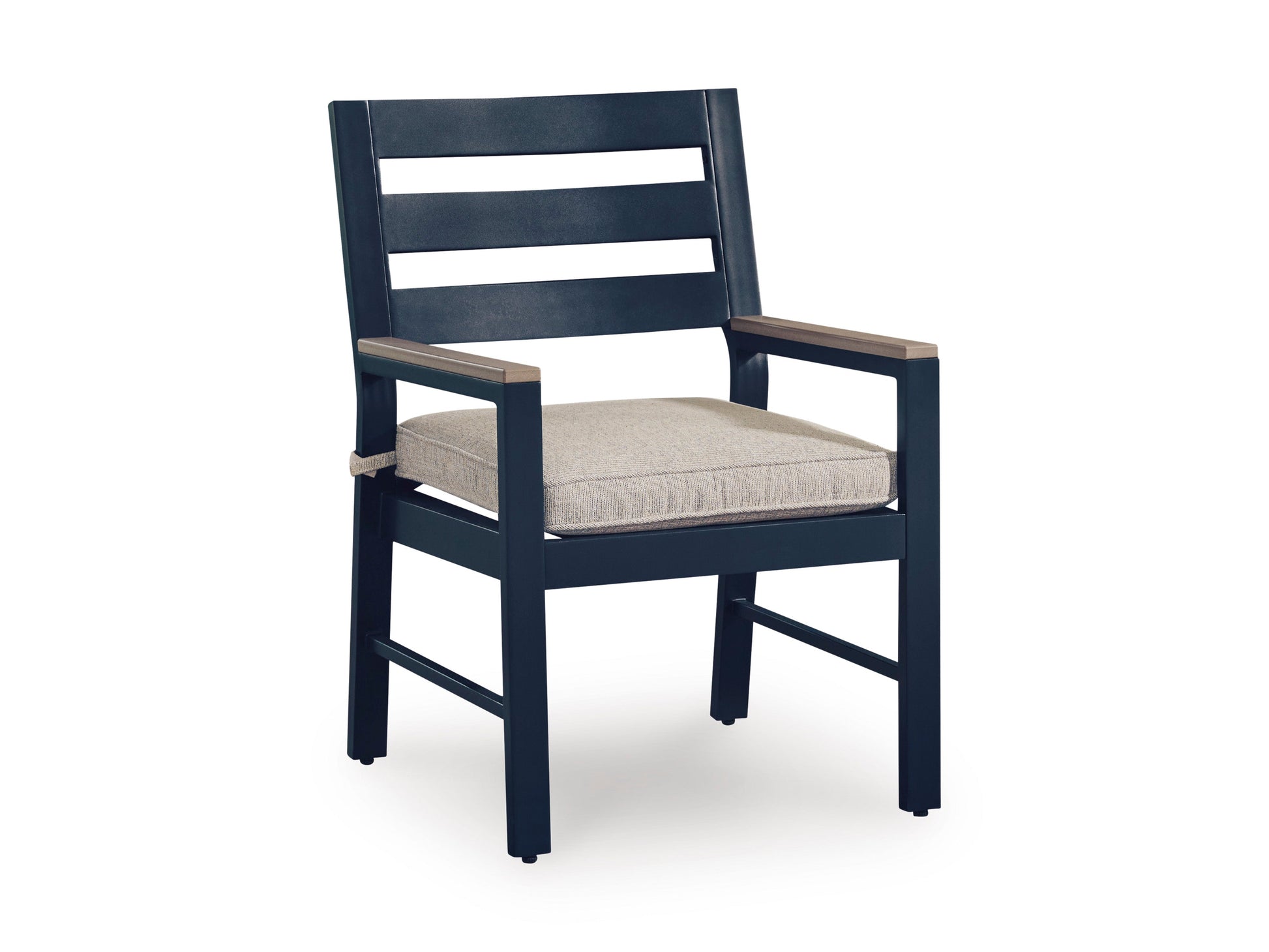 East Beach Navy Blue/Driftwood Arm Chair With Cushion (Set of 2)- Viva Furn