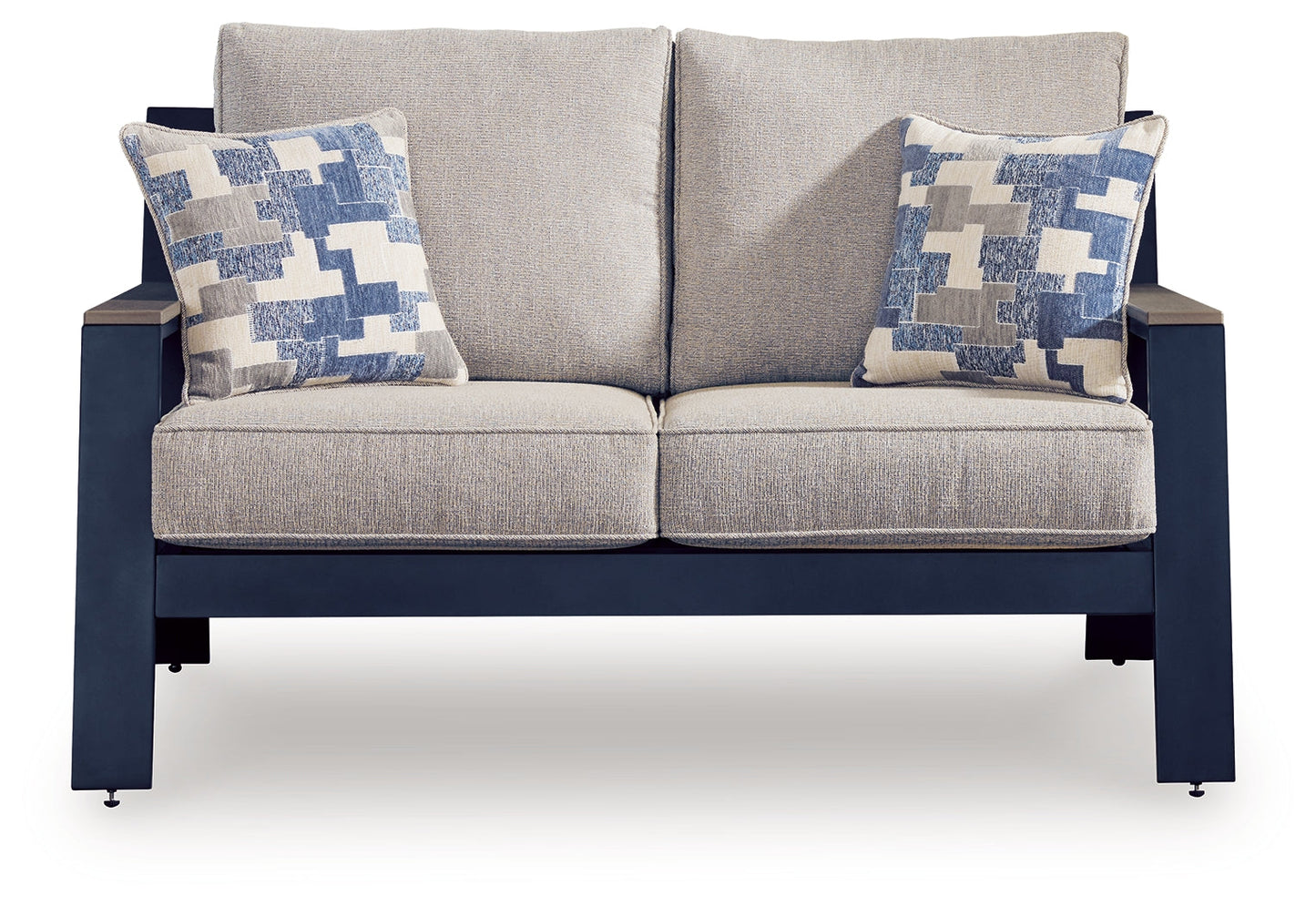 East Beach Navy Blue/Driftwood Loveseat w/Cushion- Viva Furn