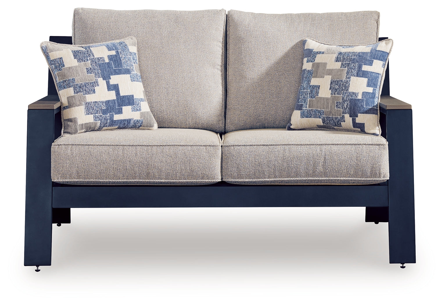 East Beach Navy Blue/Driftwood Loveseat w/Cushion- Viva Furn