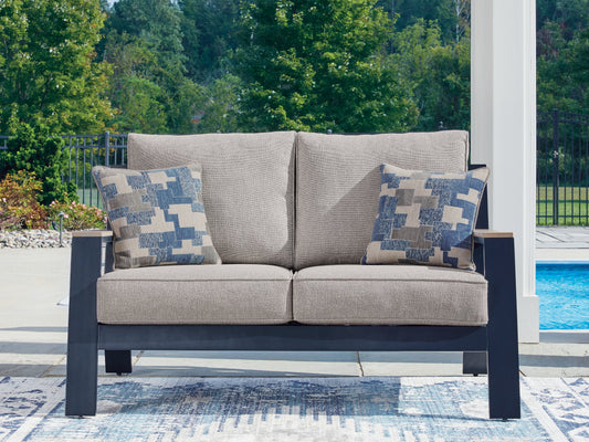 East Beach Navy Blue/Driftwood Loveseat w/Cushion- Viva Furn