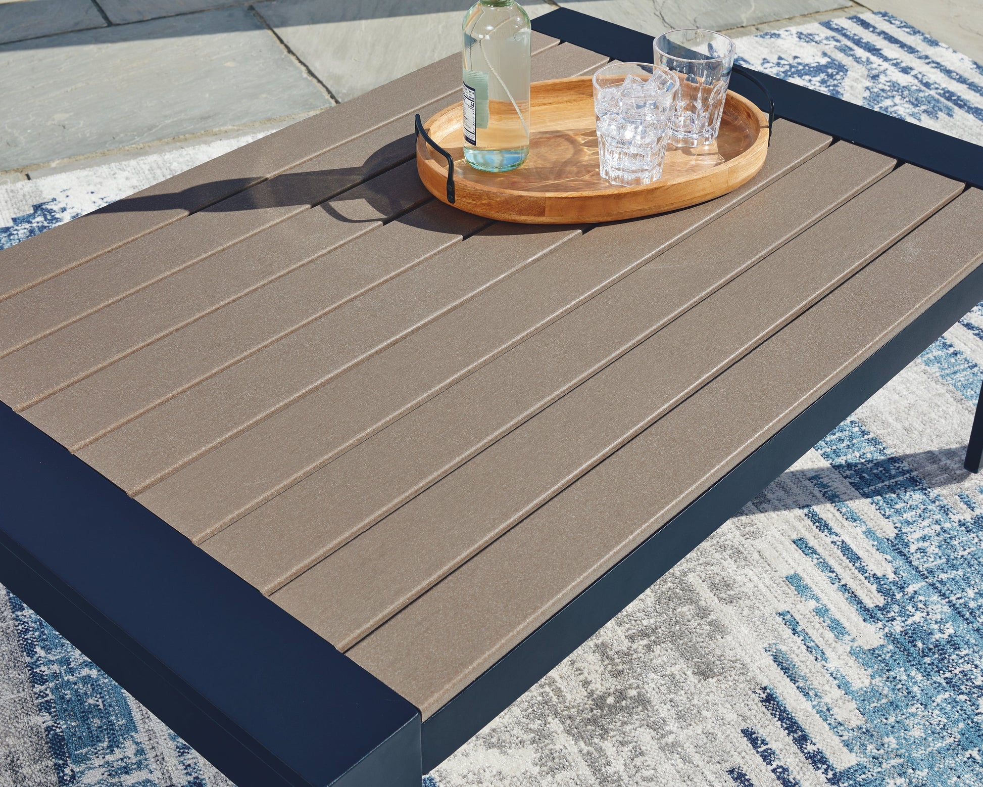 East Beach Navy Blue/Driftwood Rectangular Cocktail Table- Viva Furn