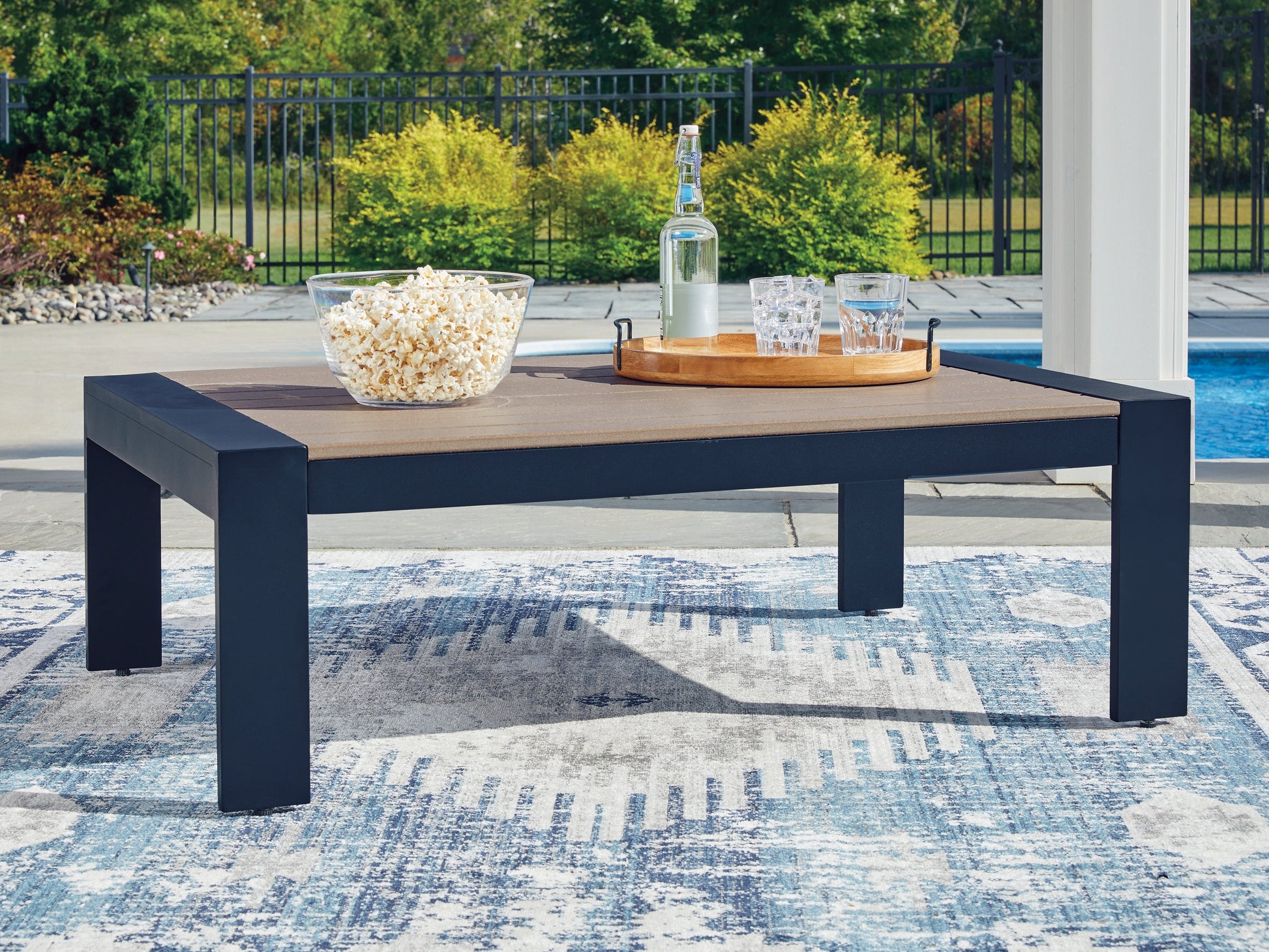 East Beach Navy Blue/Driftwood Rectangular Cocktail Table- Viva Furn