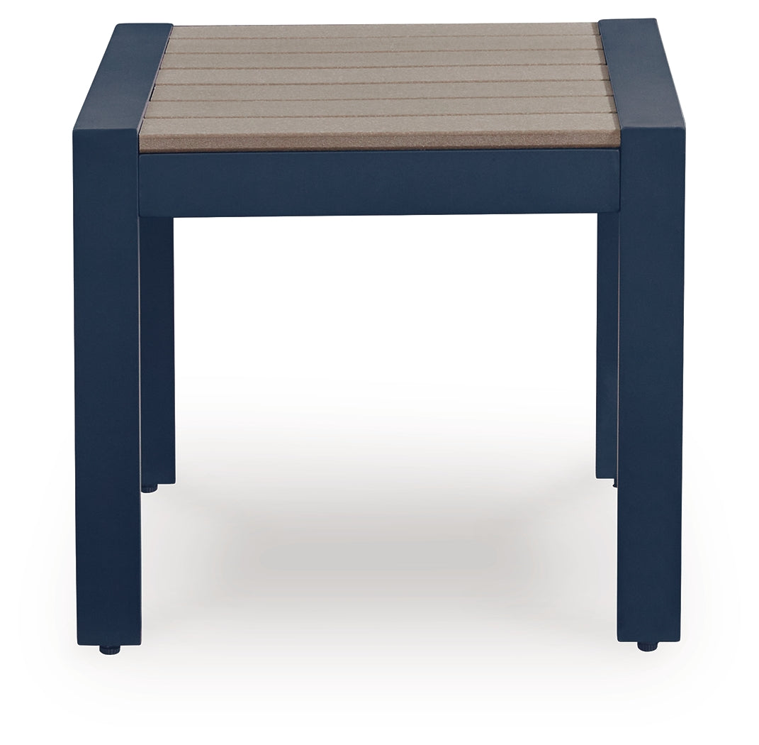 East Beach Navy Blue/Driftwood Rectangular End Table- Viva Furn