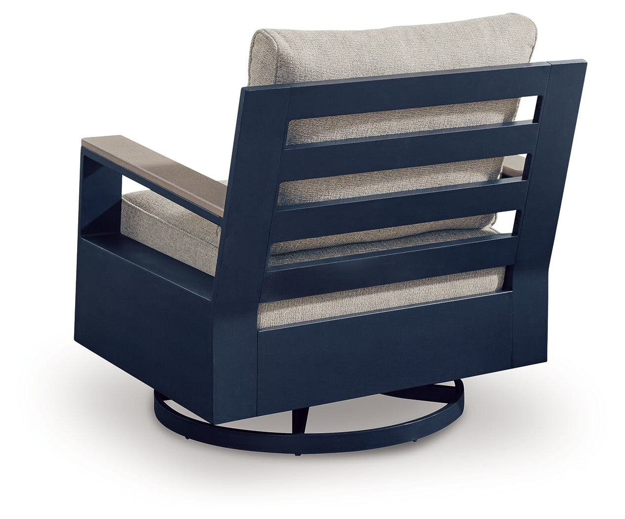 East Beach Navy Blue/Driftwood Swivel Glider Chair w/Cushion- Viva Furn