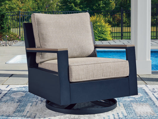 East Beach Navy Blue/Driftwood Swivel Glider Chair w/Cushion- Viva Furn
