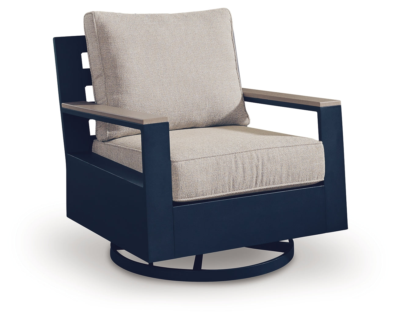 East Beach Navy Blue/Driftwood Swivel Glider Chair w/Cushion- Viva Furn