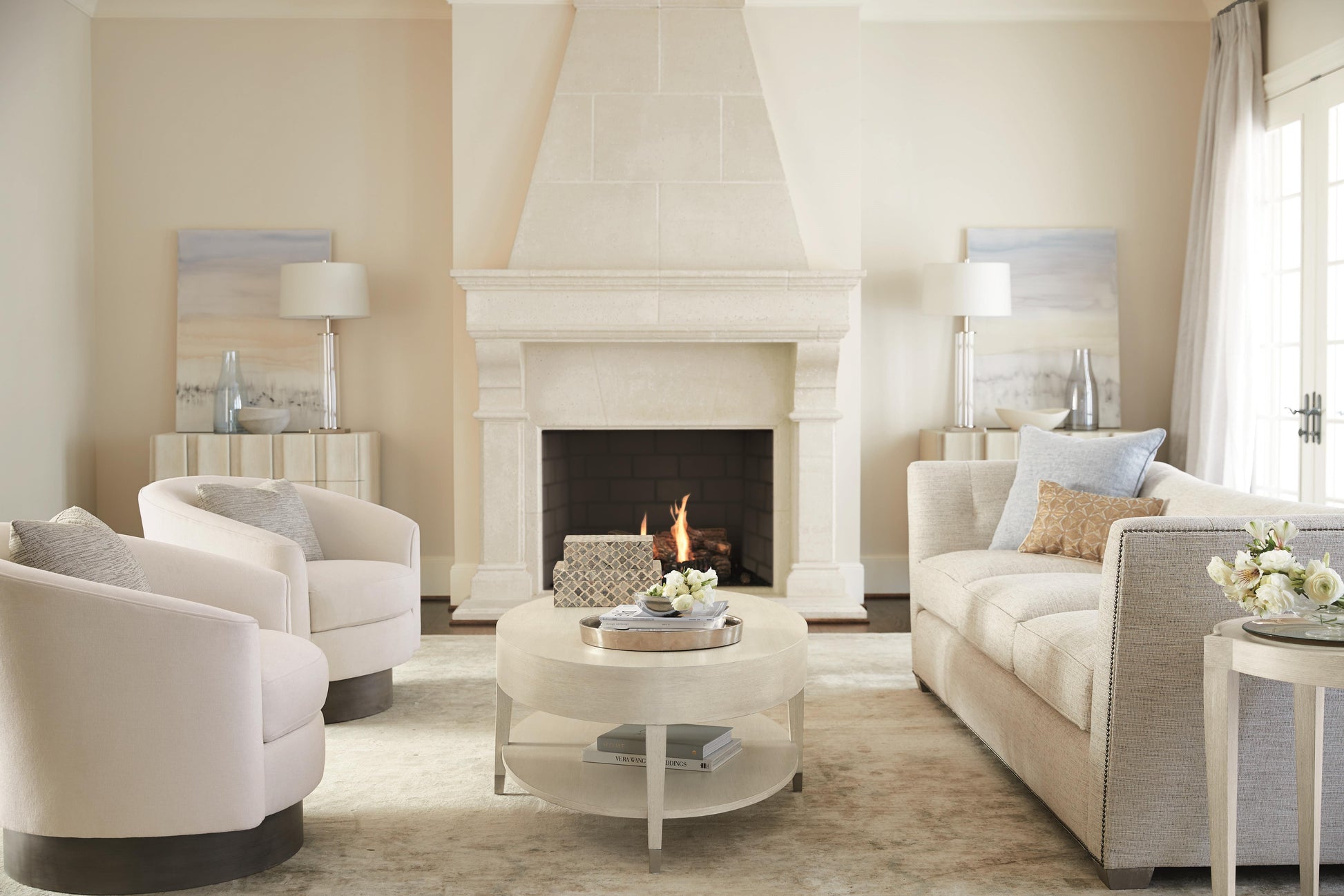 East Hampton Aged Silver/Cerused Linen Cocktail Table - Ornate Home