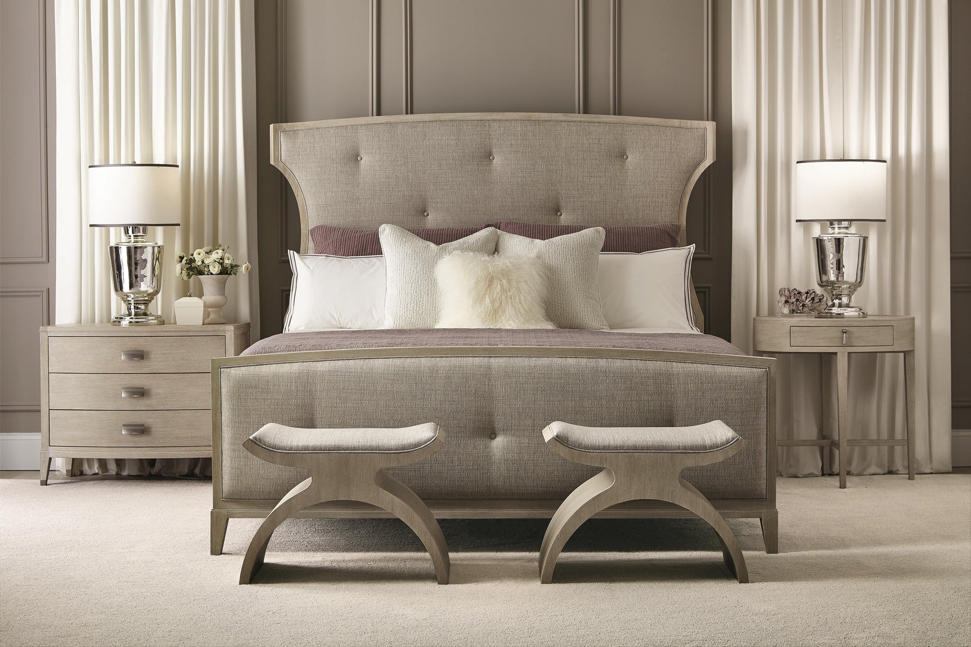 East Hampton Cerused Linen Nightstand - Ornate Home