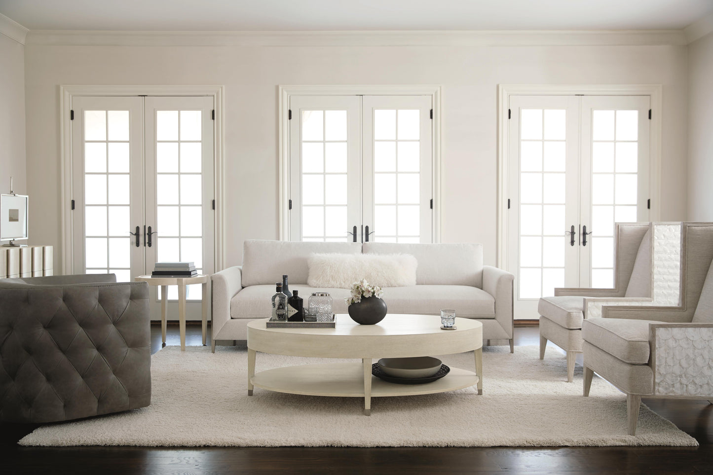 East Hampton Cerused Linen Side Table - Ornate Home
