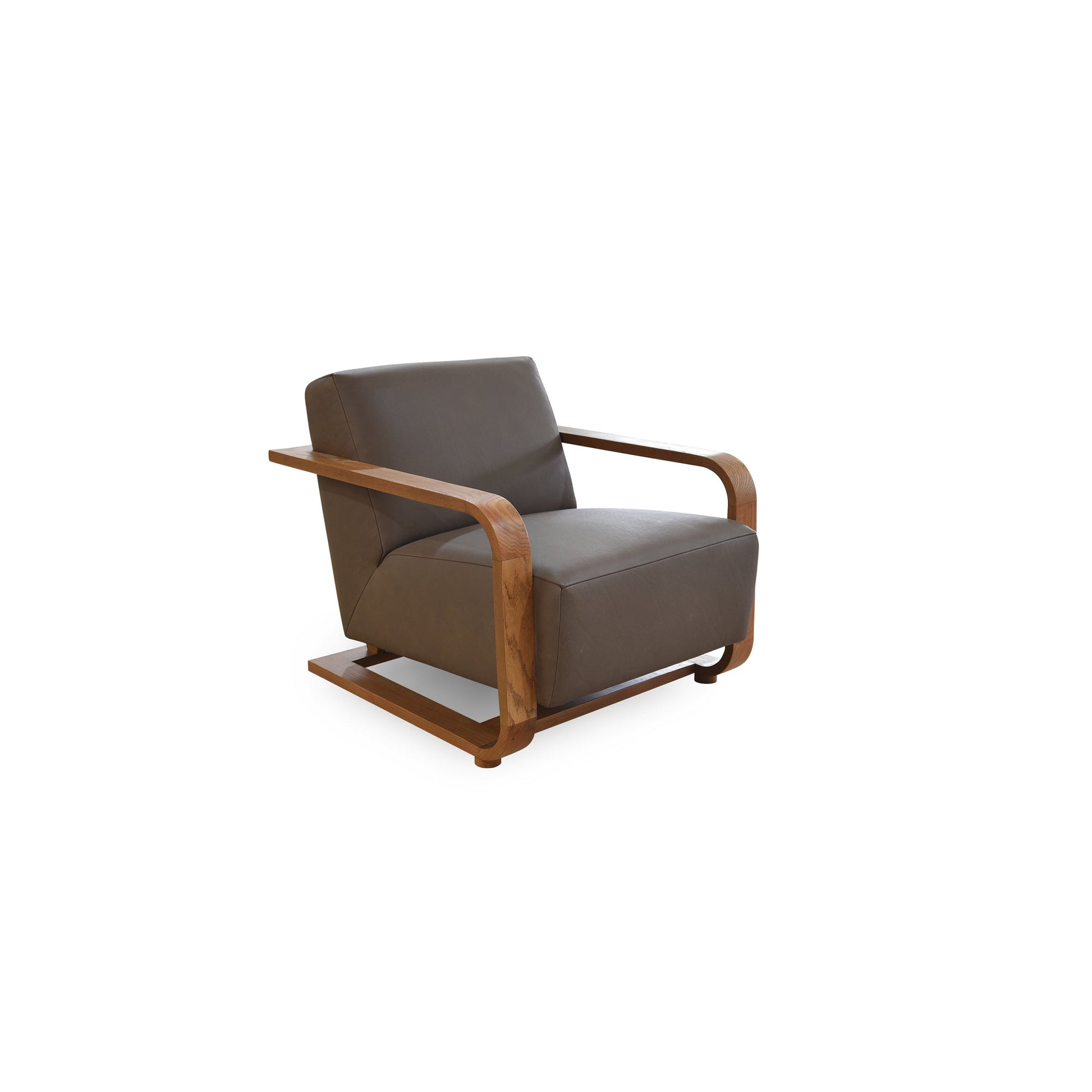 Eckersley Cool Brown Leather Lounge Chair - Ornate Home
