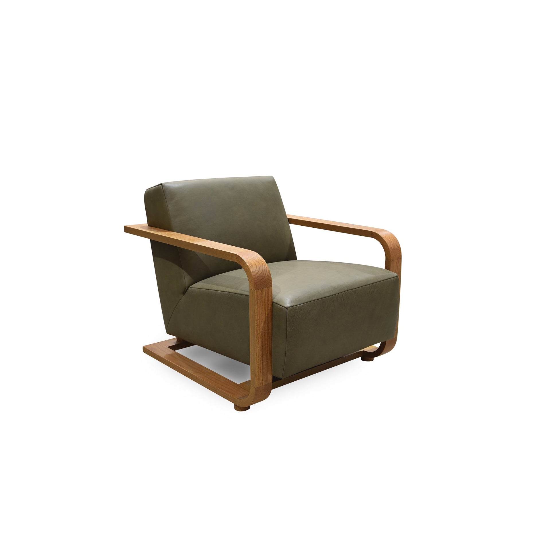 Eckersley Olive Leather Lounge Chair - Ornate Home