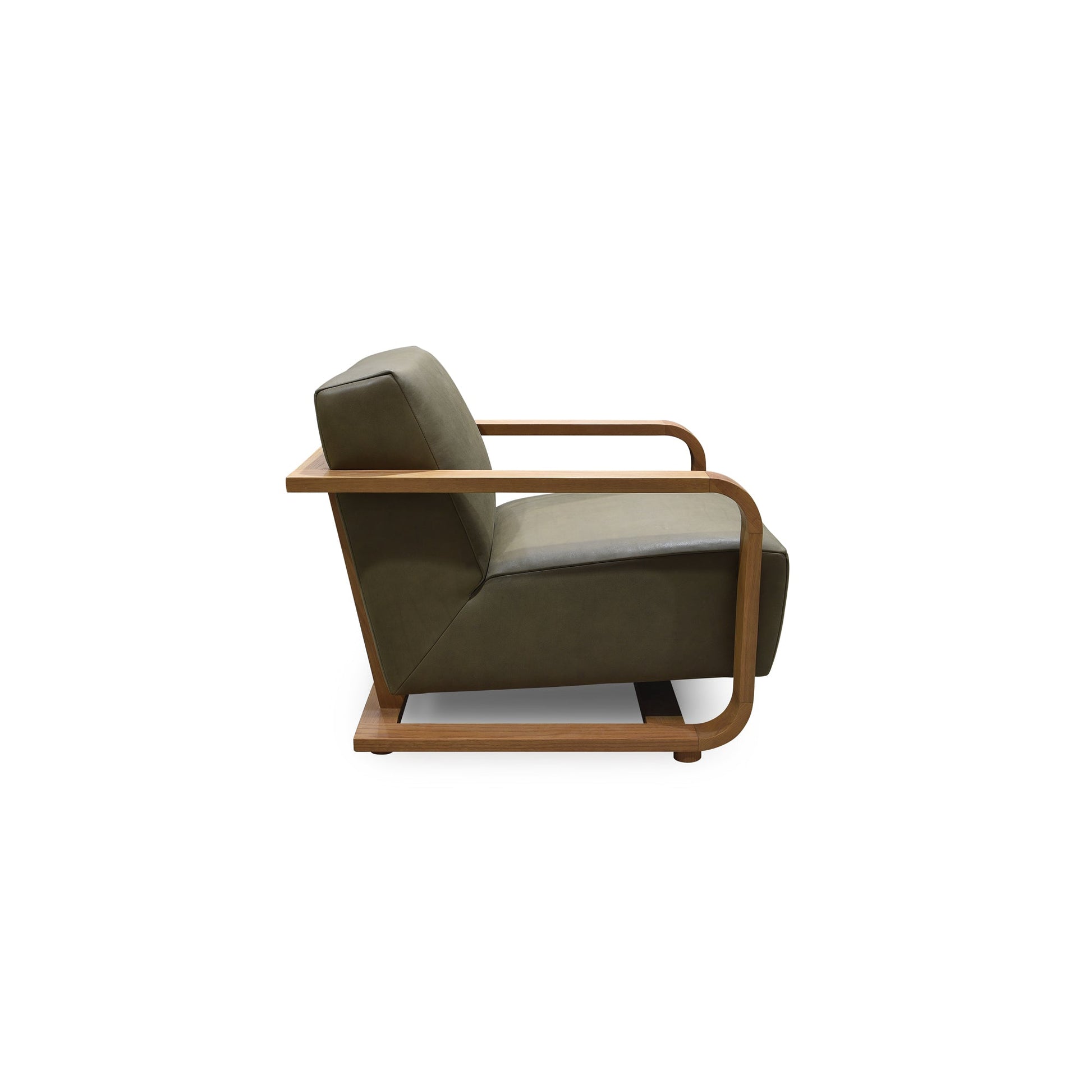 Eckersley Olive Leather Lounge Chair - Ornate Home