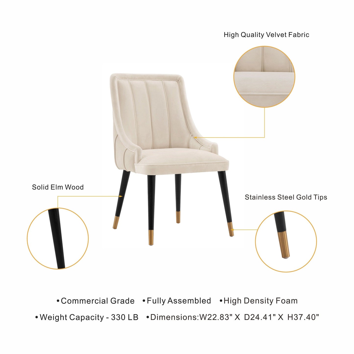 Eda Dining Chair in Cream - Ornate Home