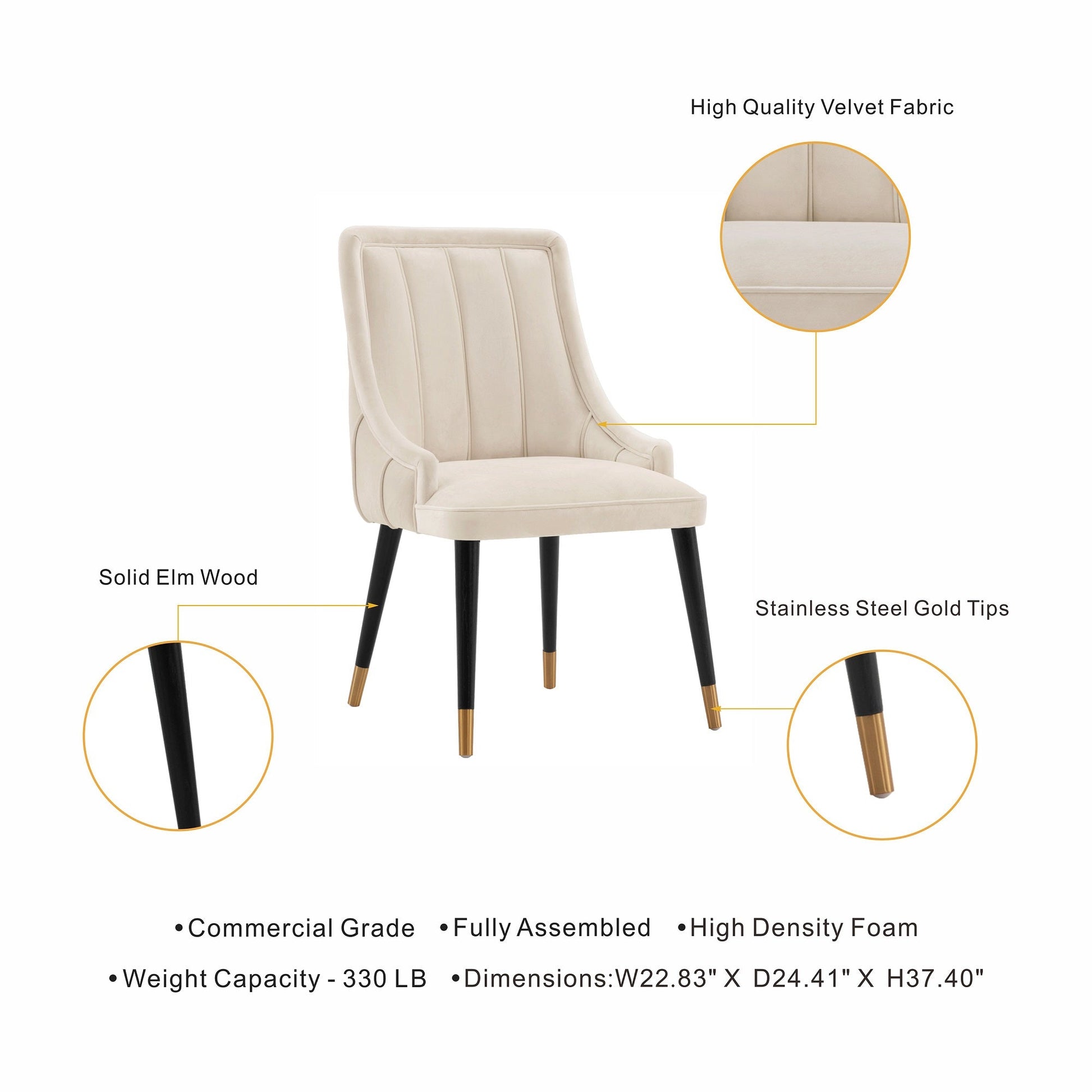 Eda Dining Chair in Cream - Ornate Home