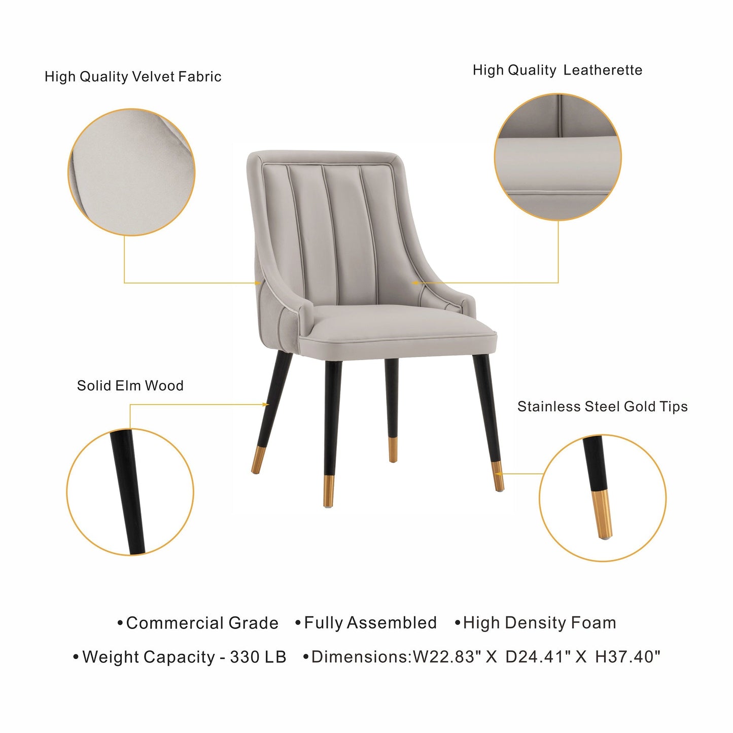 Eda Dining Chair in Grey (set of 2) - Ornate Home