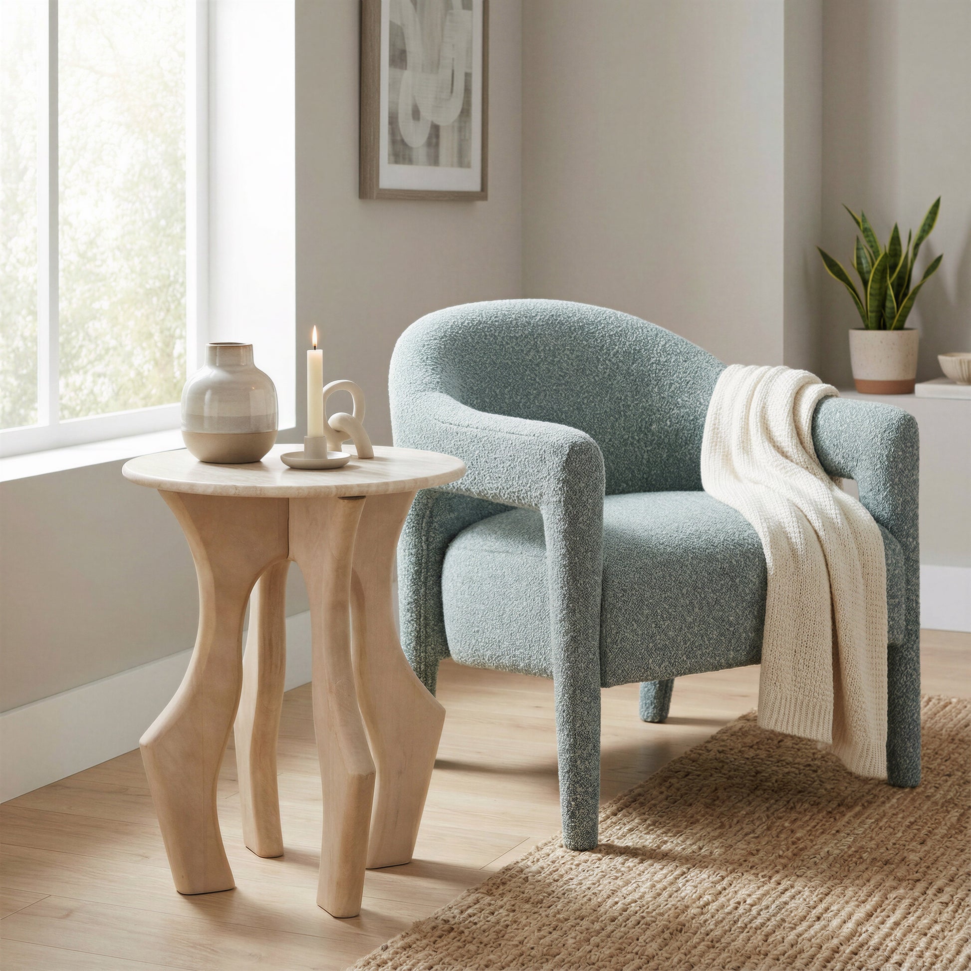 Eda White & Natural Side Table - Ornate Home