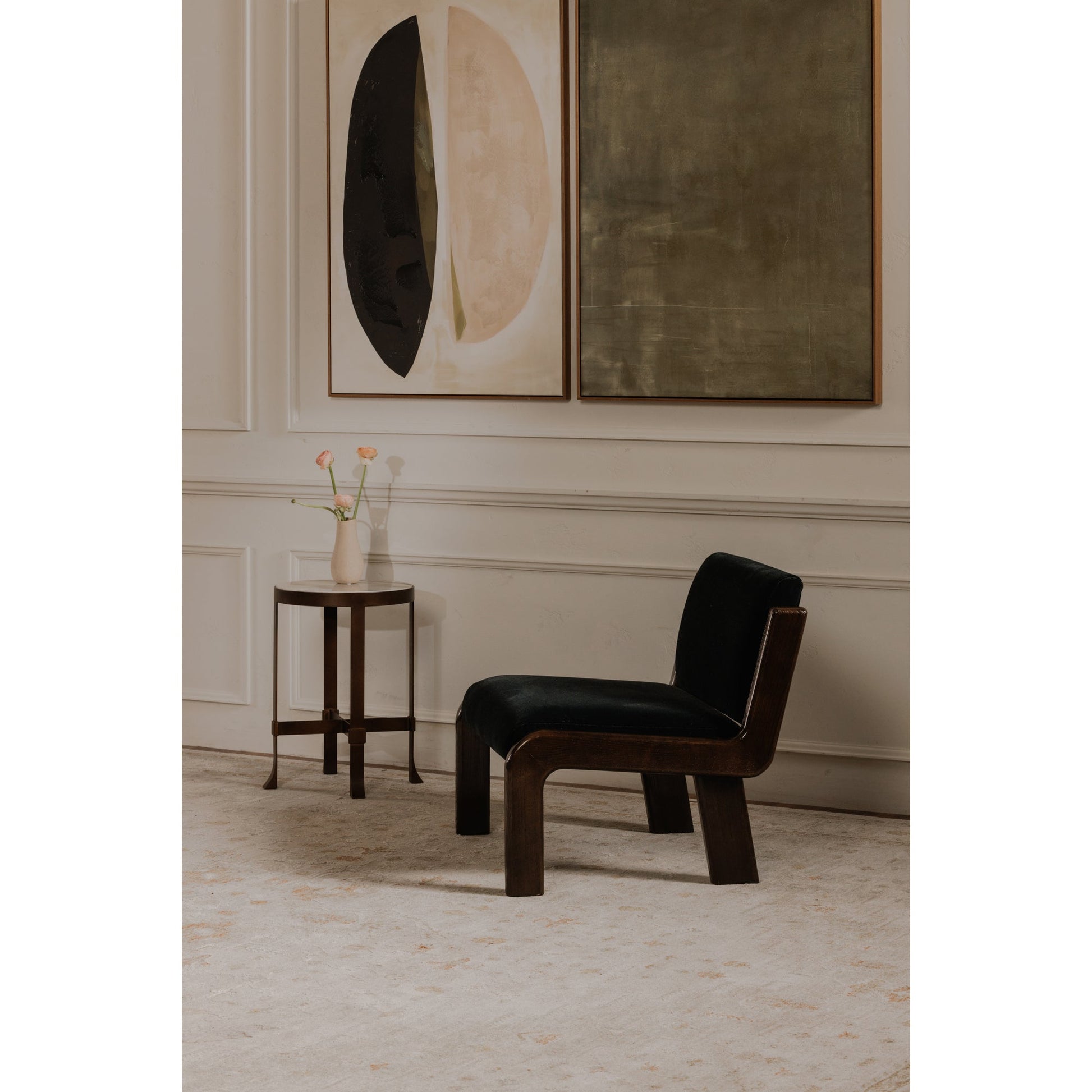 Edie Black Faux Mohair Accent Chair - Ornate Home