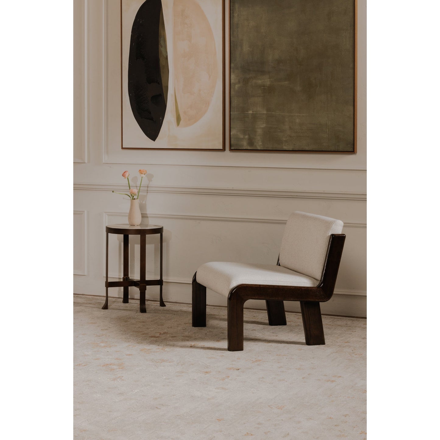 Edie Flecked Ivory Accent Chair - Ornate Home