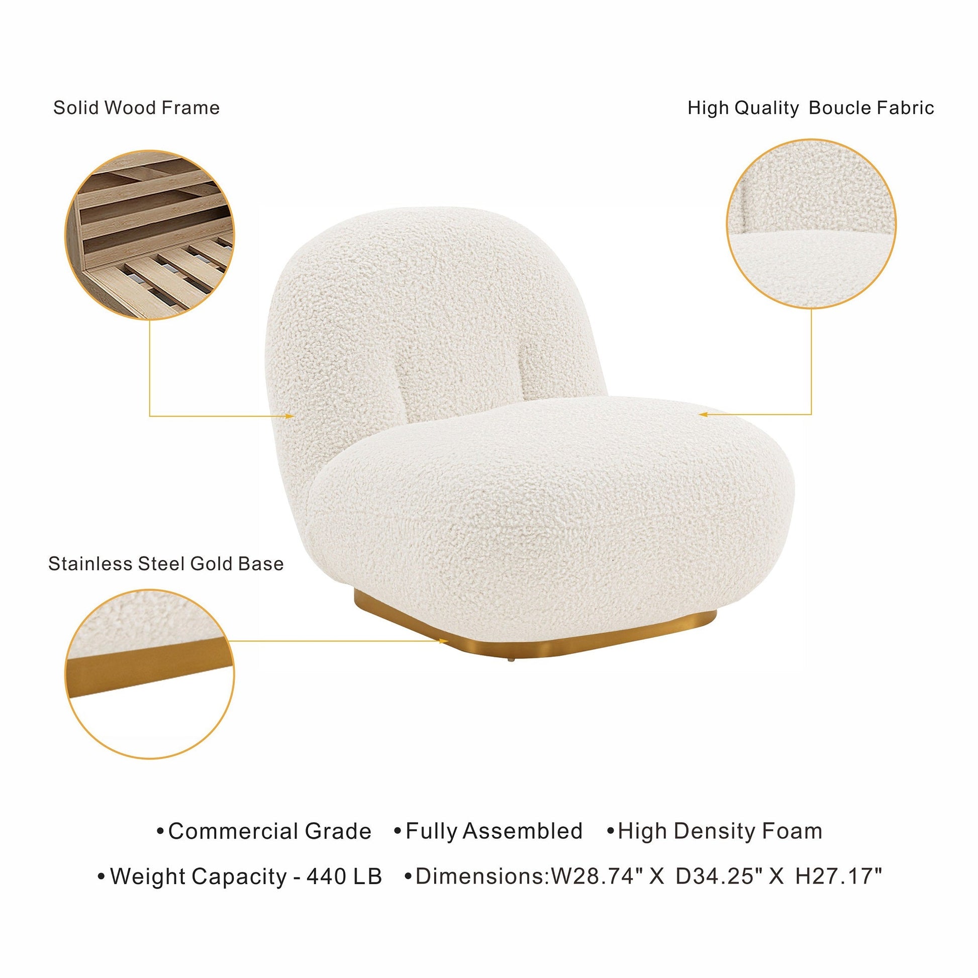 Edina Accent Chair in White - Ornate Home
