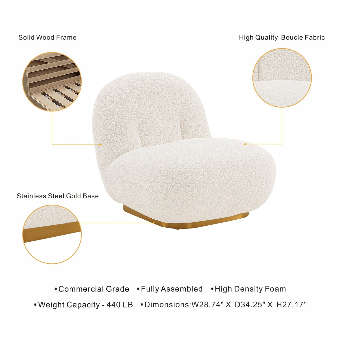 Edina Accent Chair in White (set of 2) - Ornate Home