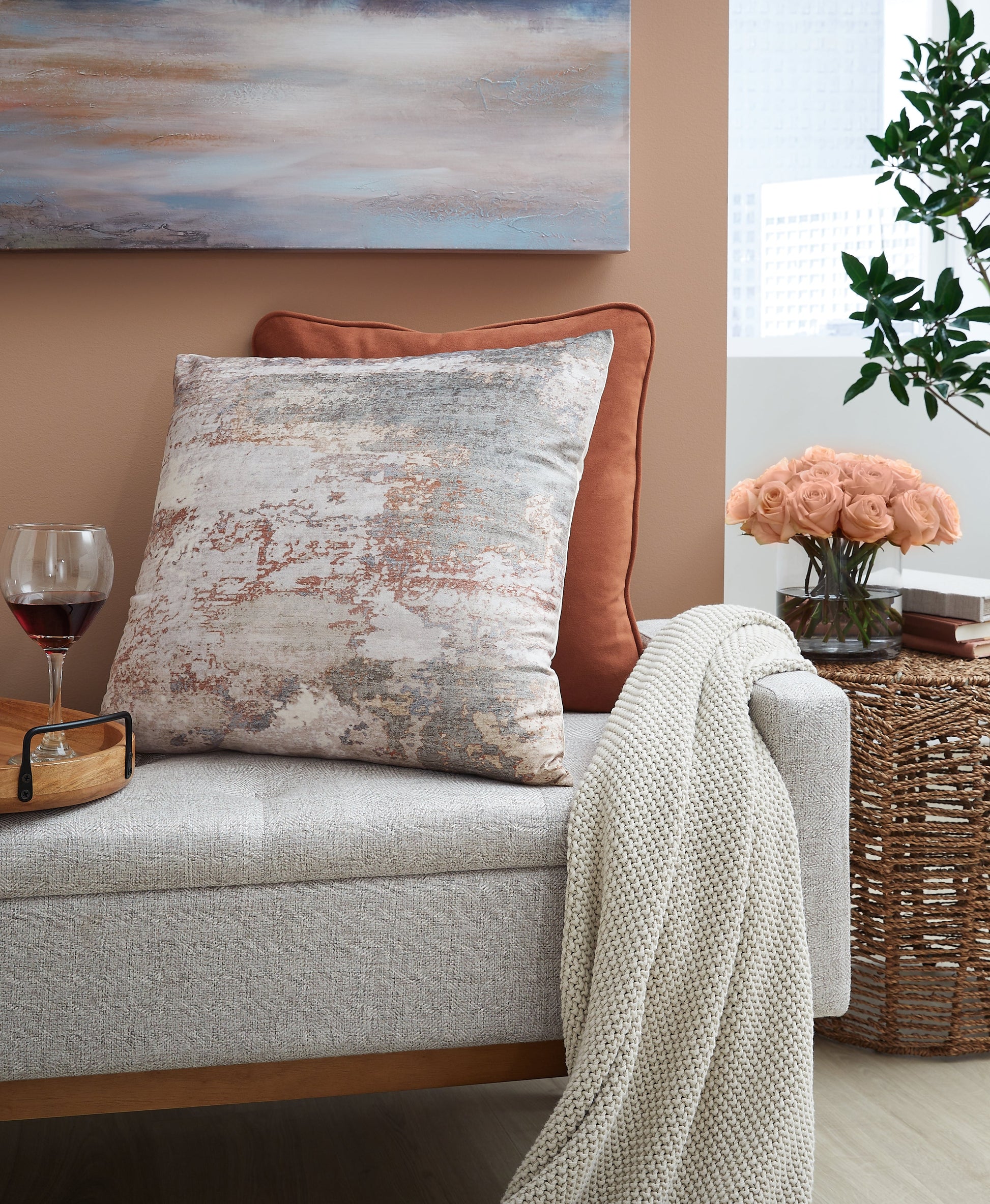Edinfielders Cream/Gray/Rust Pillow- Viva Furn
