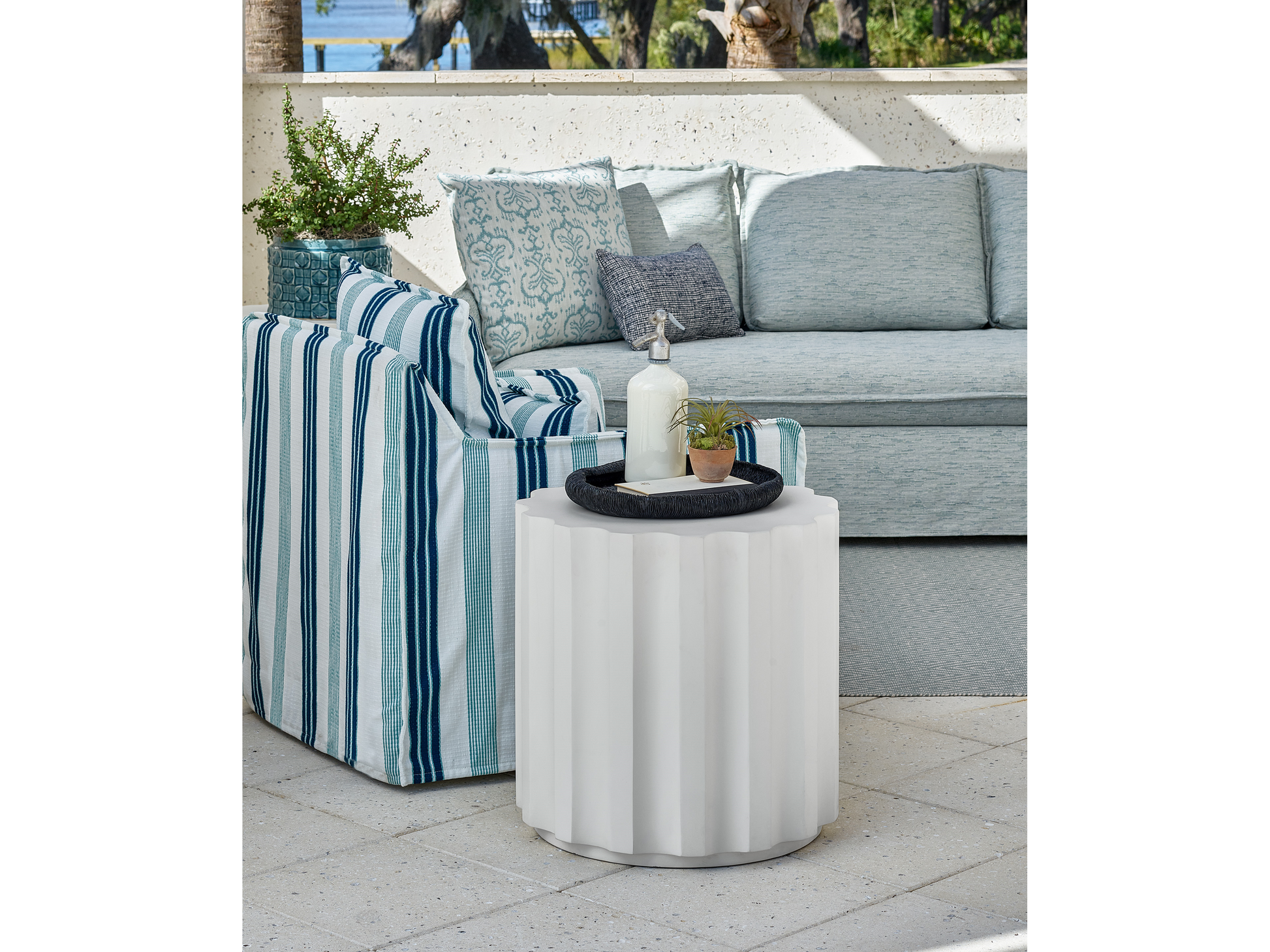 Edisto Abaco White Side Table - Ornate Home