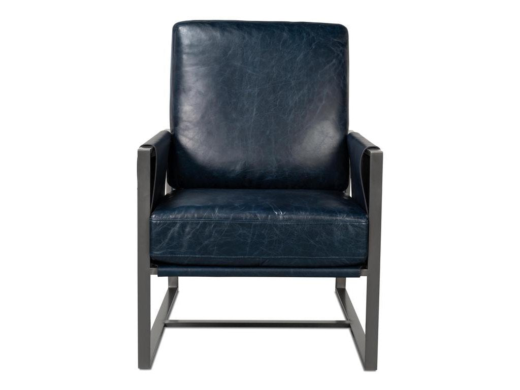 Edmonds Blue Distilled Leather Chair - Ornate Home