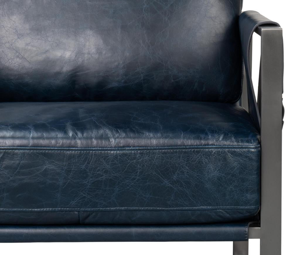 Edmonds Blue Distilled Leather Chair - Ornate Home