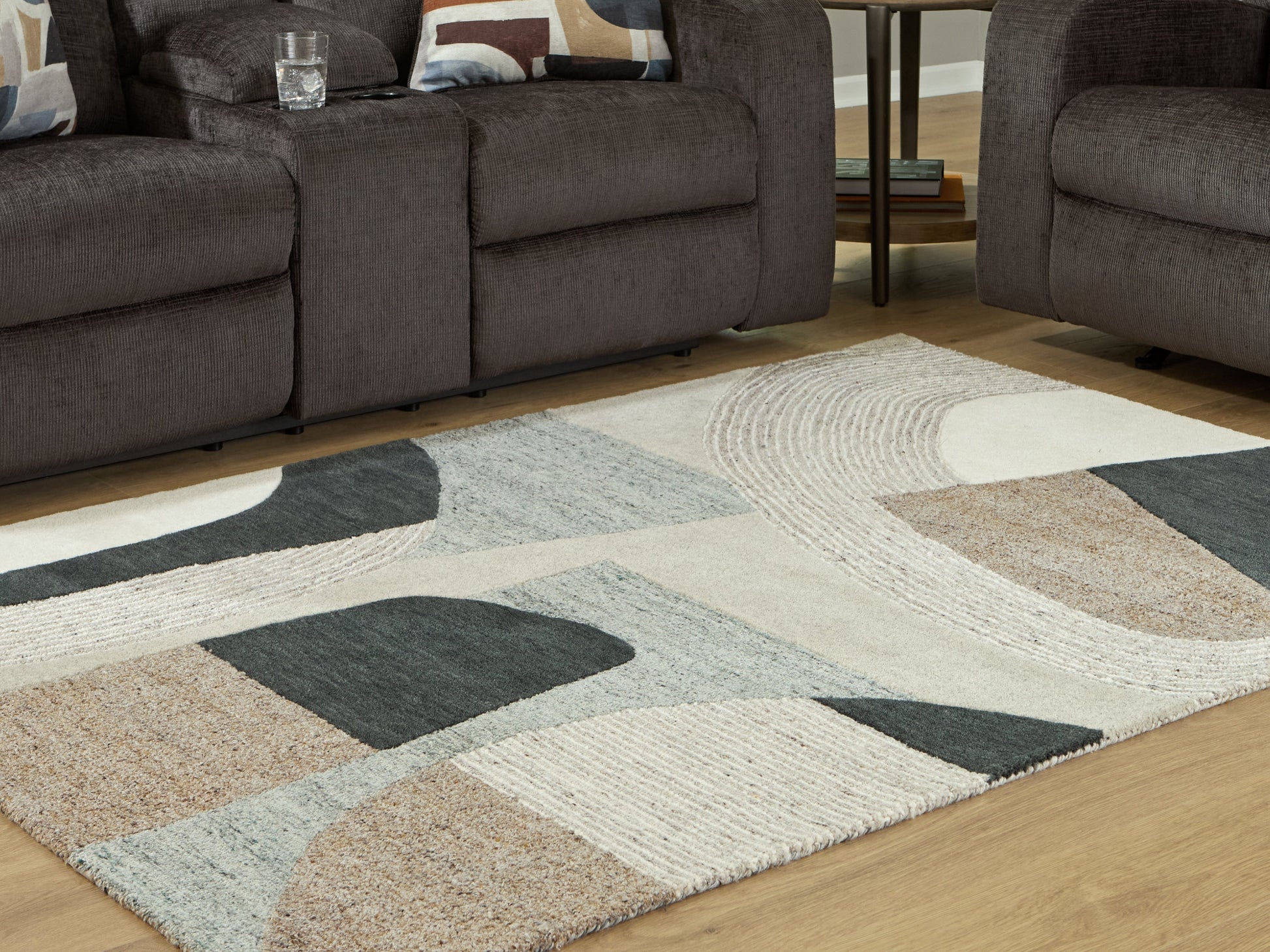 Edrickhill Grayish Teal/Taupe/Cream 5' x 7' Rug- Viva Furn