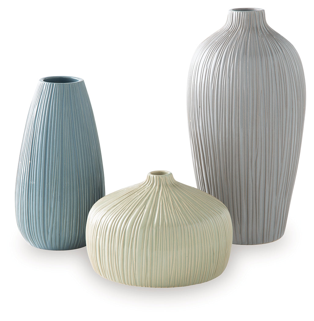 Eiderman Gray/Blue/Green Vase (Set of 3)- Viva Furn