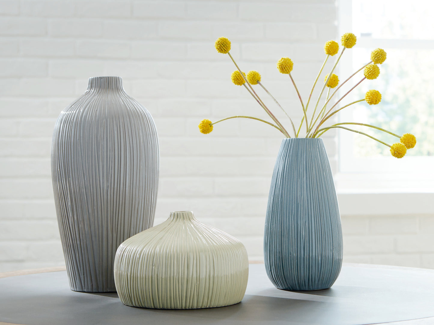 Eiderman Gray/Blue/Green Vase (Set of 3)- Viva Furn