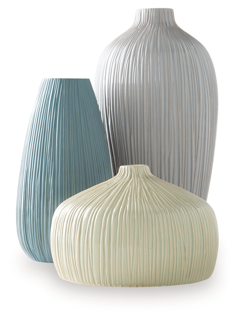 Eiderman Gray/Blue/Green Vase (Set of 3)- Viva Furn