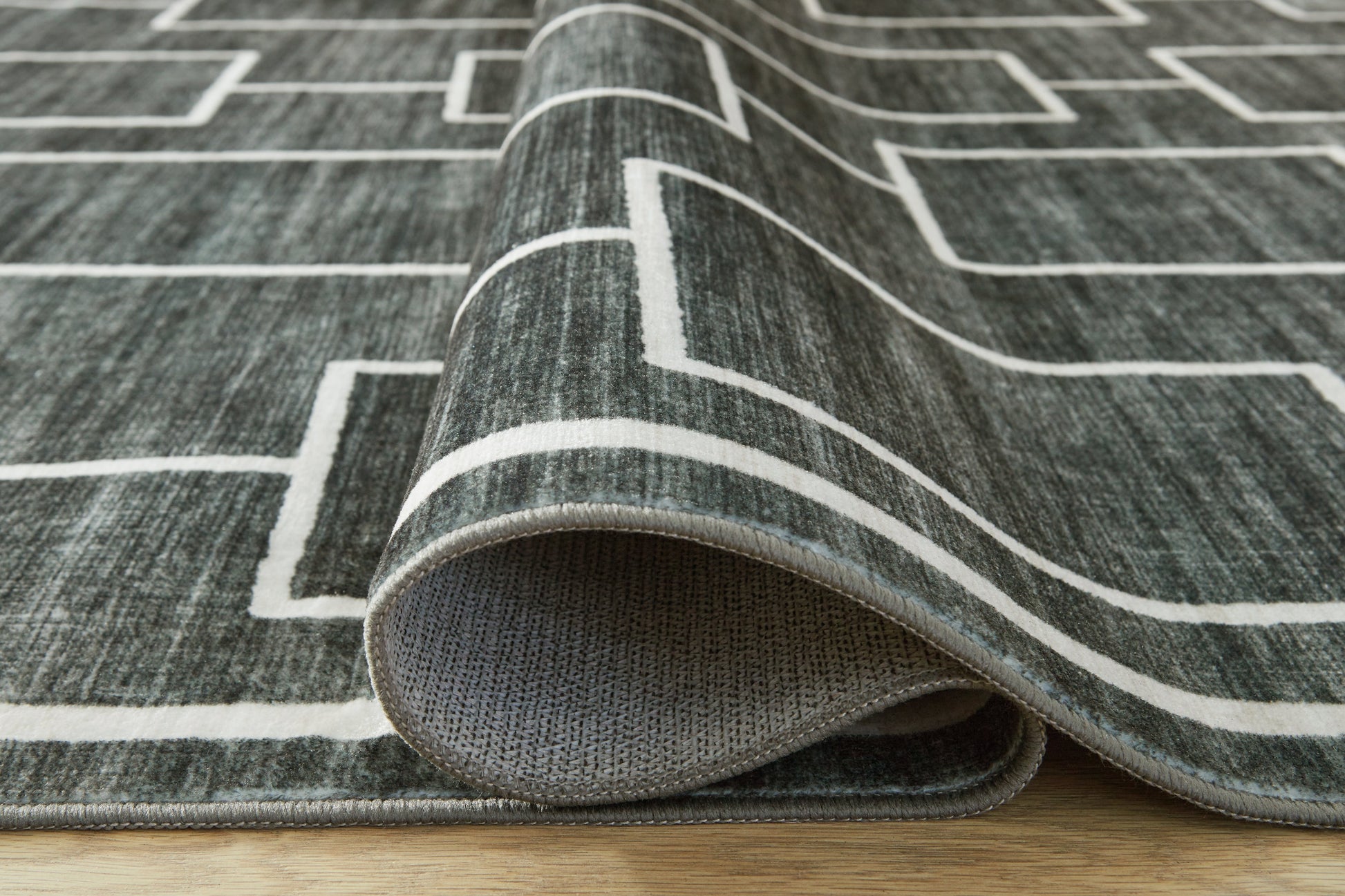 Elderland Black/Gray Washable Large Rug- Viva Furn