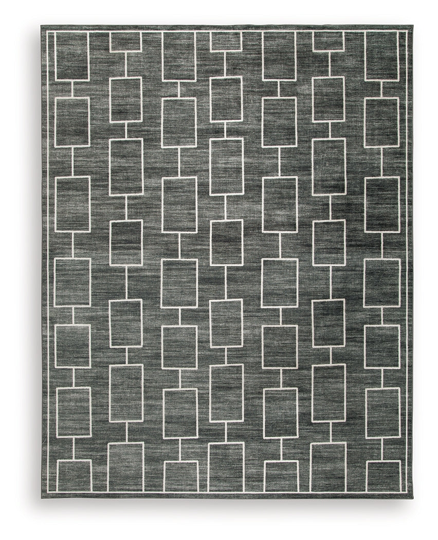 Elderland Black/Gray Washable Large Rug- Viva Furn