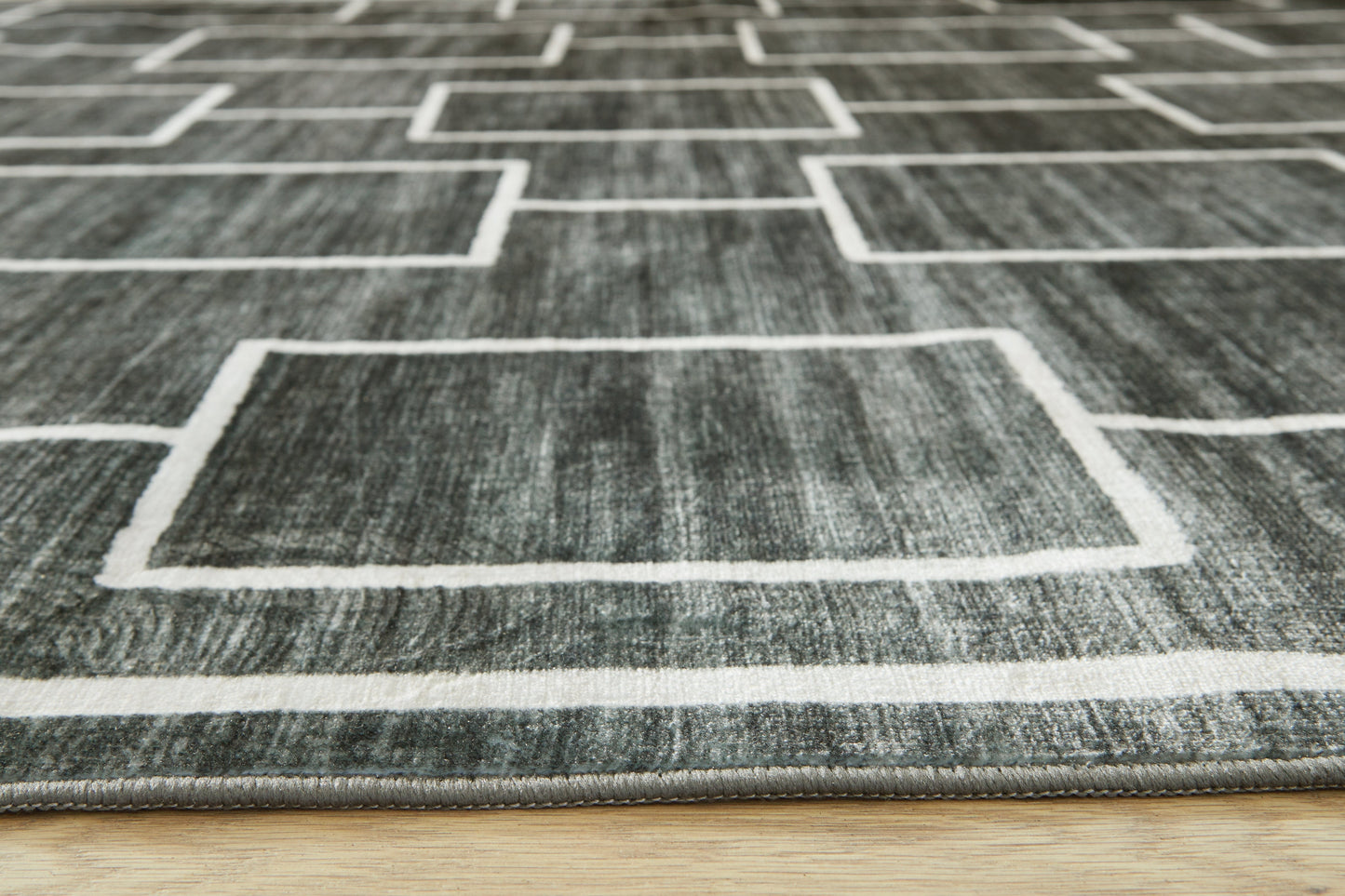 Elderland Black/Gray Washable Medium Rug- Viva Furn