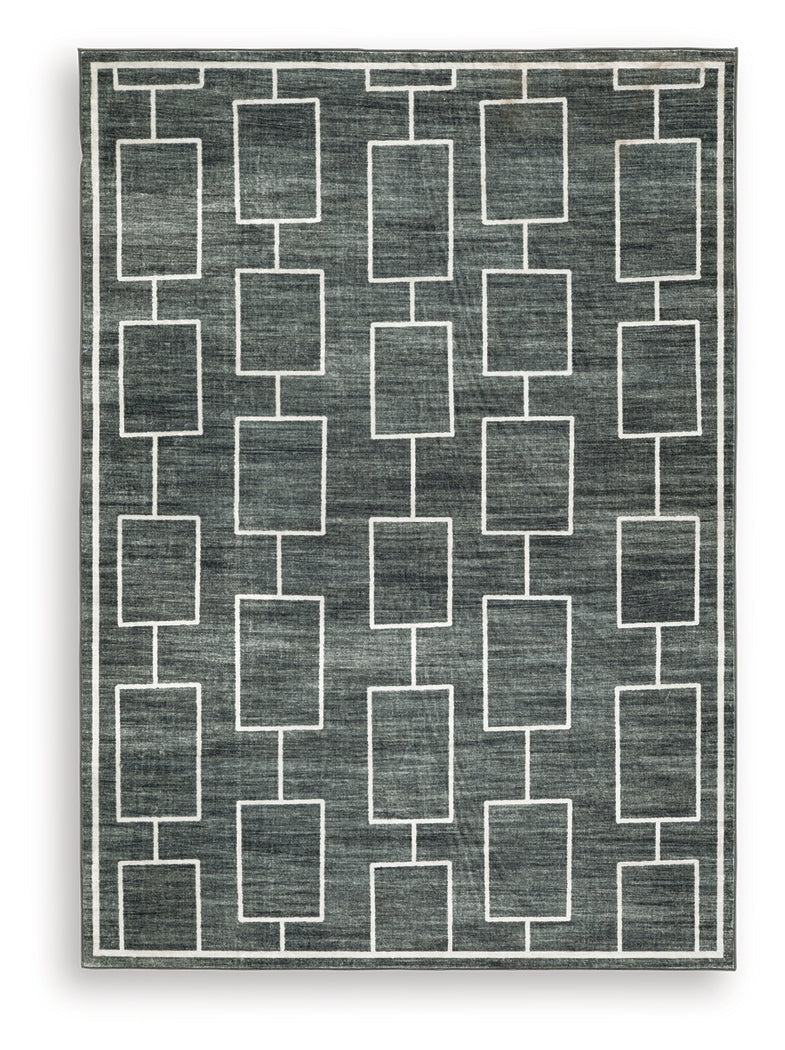 Elderland Black/Gray Washable Medium Rug- Viva Furn