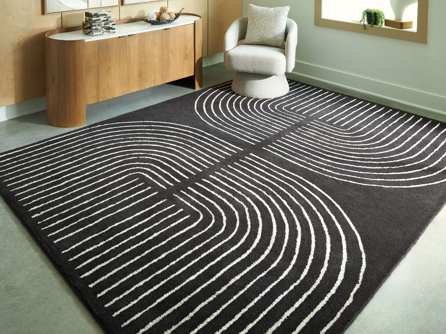 Eldonmore Black/Ivory Large Rug- Viva Furn