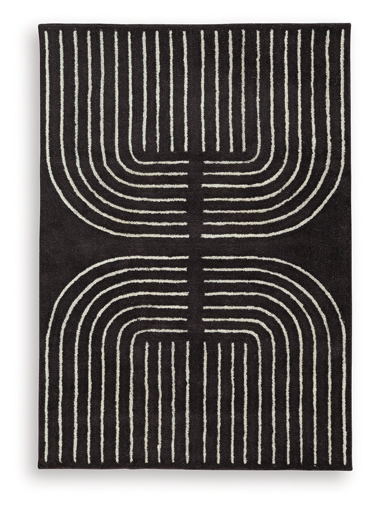 Eldonmore Black/Ivory Medium Rug- Viva Furn
