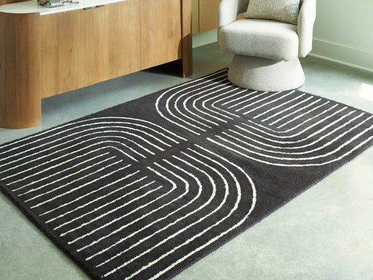 Eldonmore Black/Ivory Medium Rug- Viva Furn