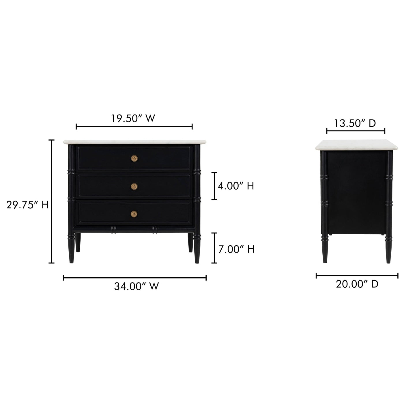 Eleanor Black Nightstand - Ornate Home