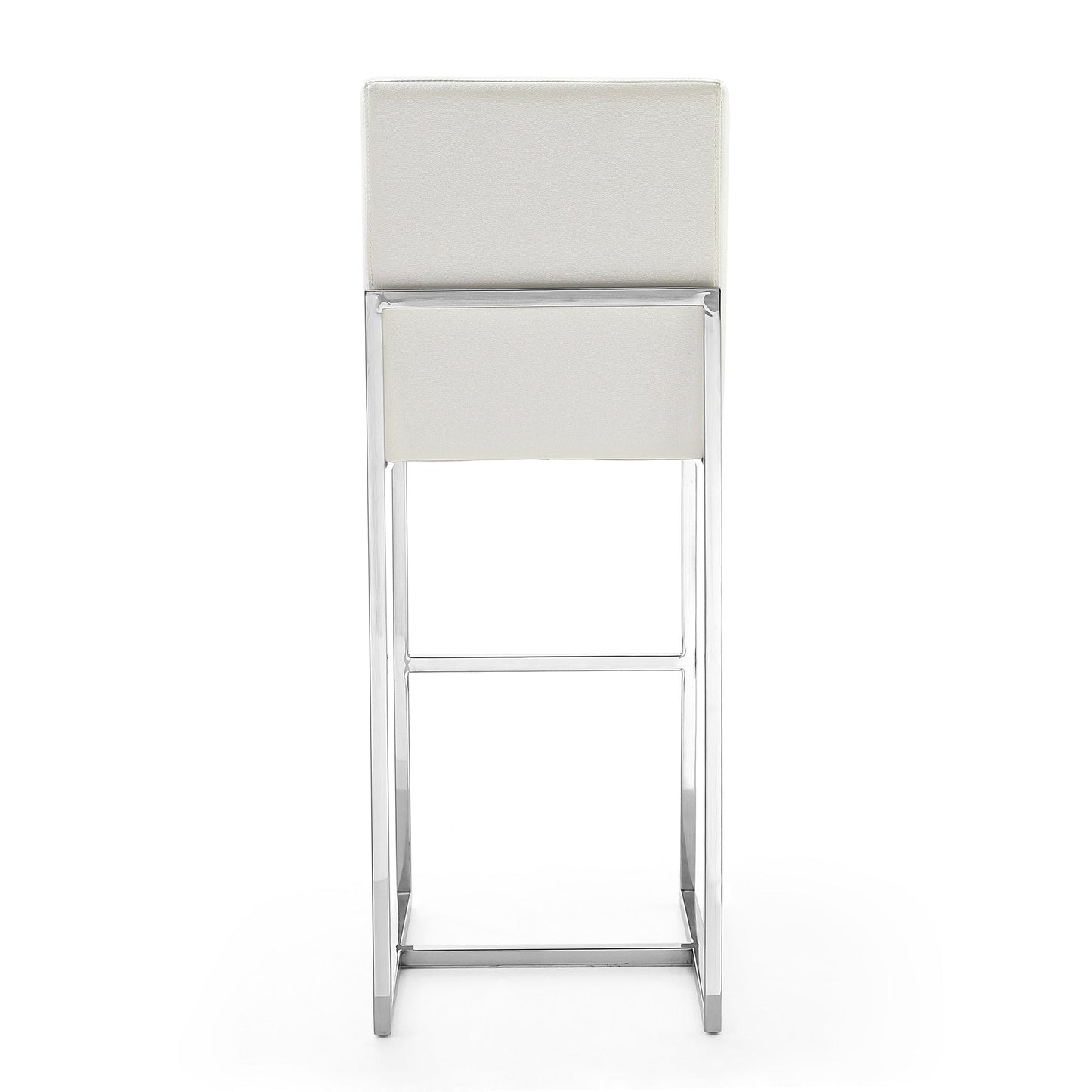 Element 29" Faux Leather Bar Stool in Pearl White and Polished Chrome - Ornate Home