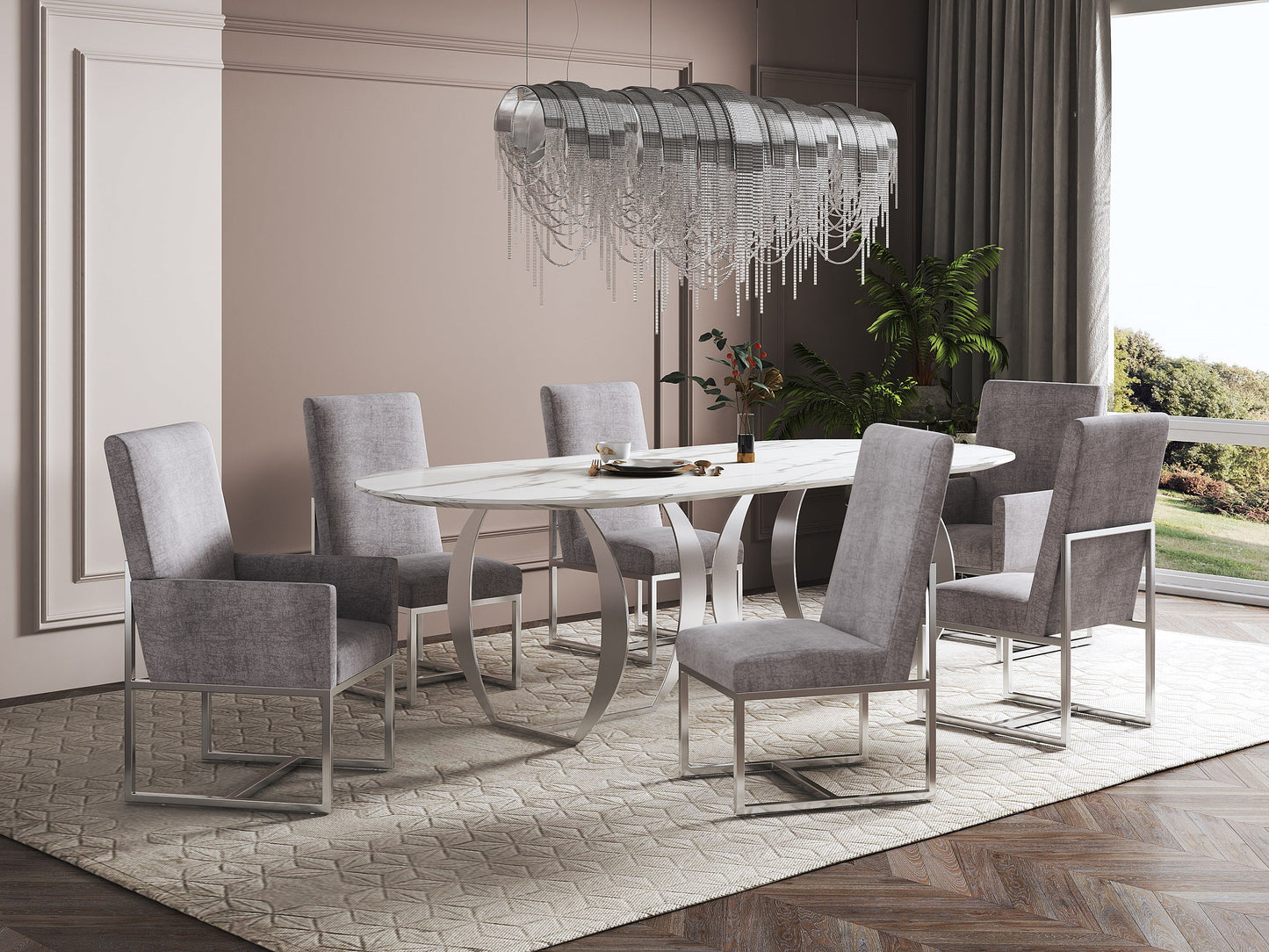 Element 6-Piece Dining Chairs in Steel - Ornate Home