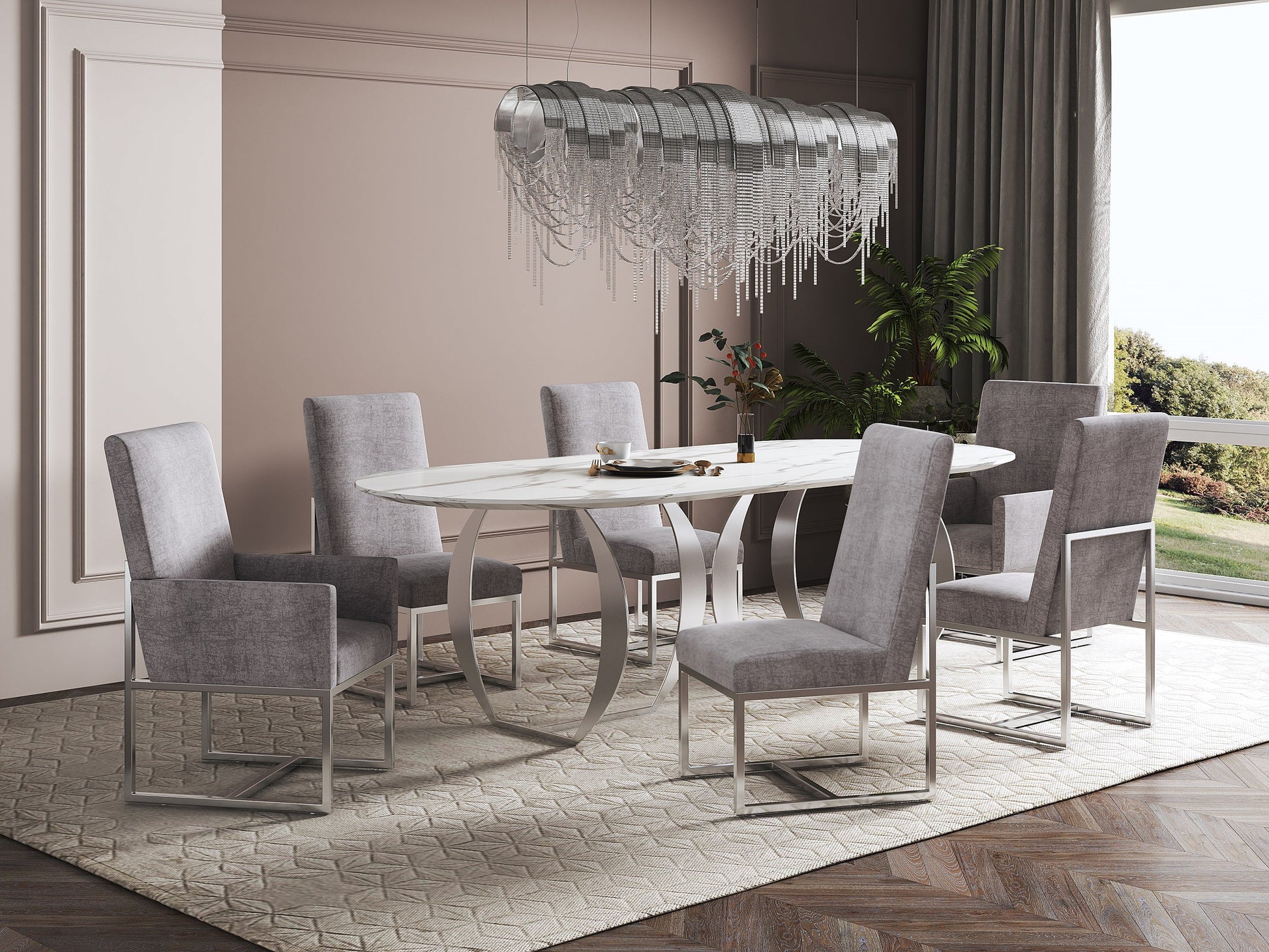 Element 6-Piece Dining Chairs in Steel - Ornate Home