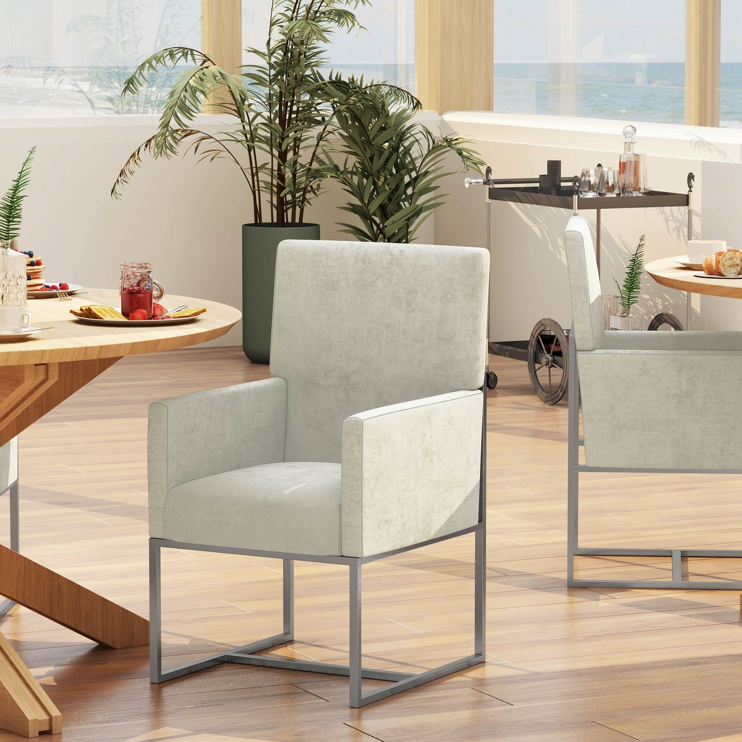Element Dining Armchair in Champagne (set of 2) - Ornate Home